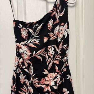 White House Black Market Asymmetrical Pink and Orange Sheath blouse